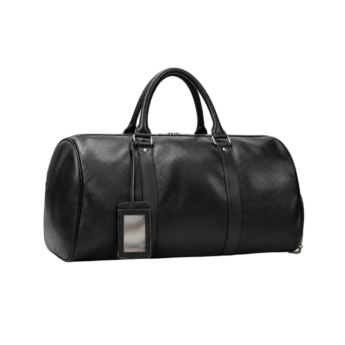 Classic Black Leather Duffel Travel Bag-1