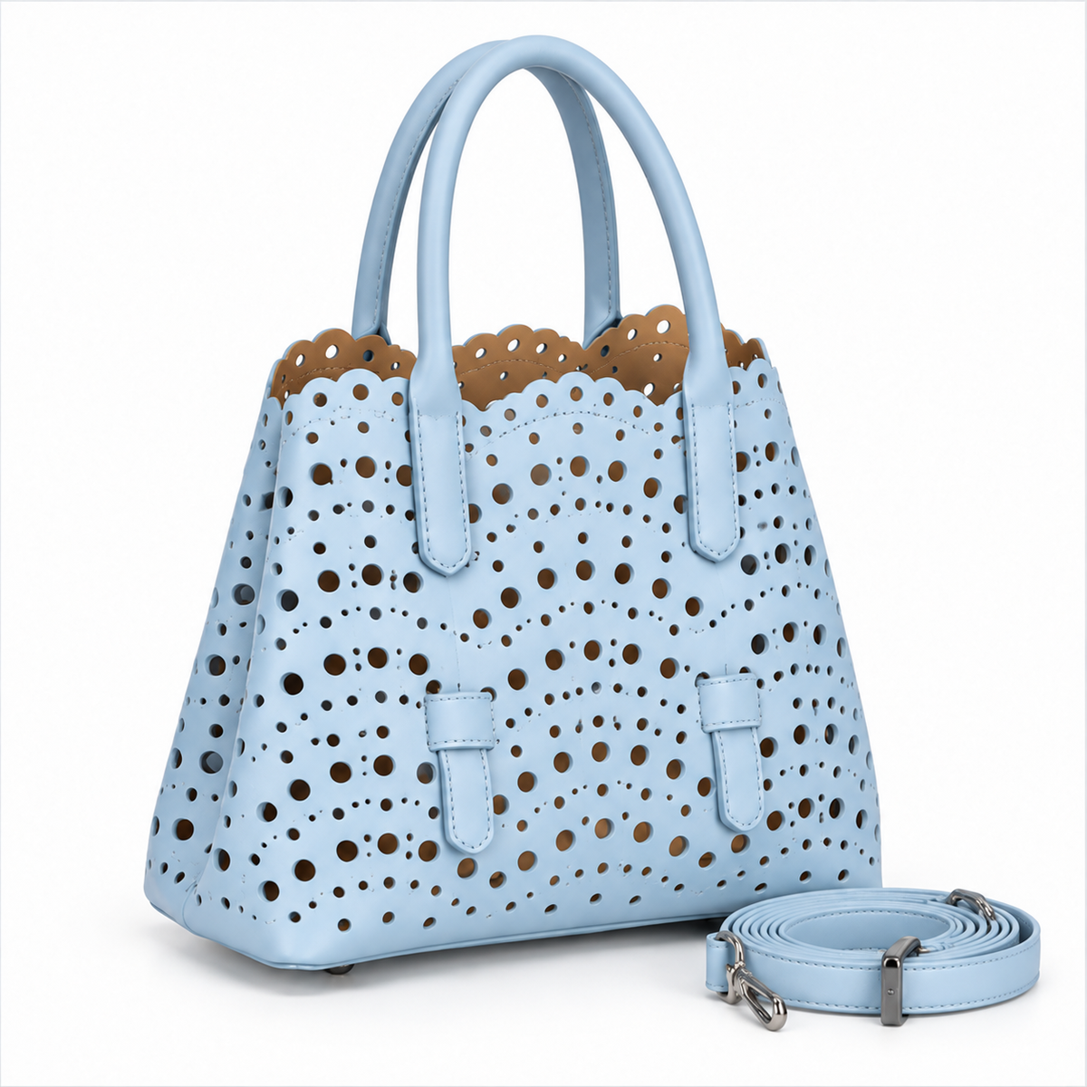 Denim Blue Laser-Cut Tote Handbag-1