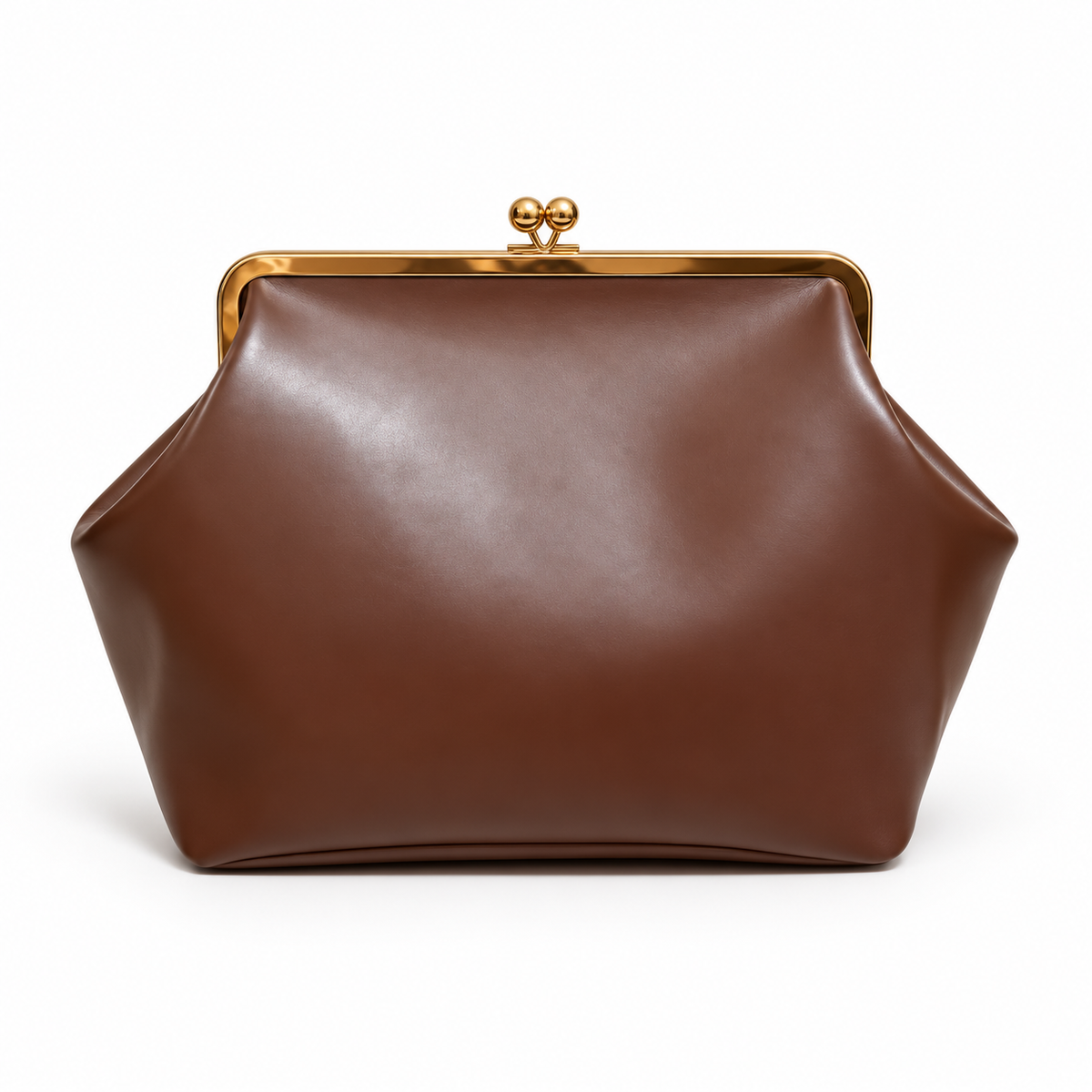 Chocolate Brown Vintage Kiss Lock Clutch-4