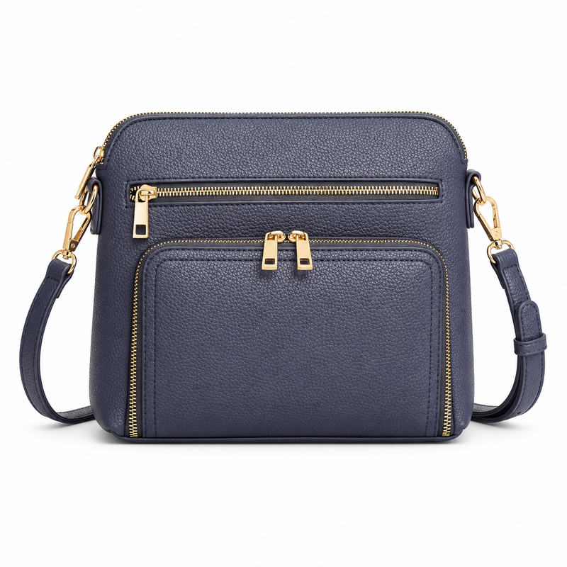Elegant Blue Violet Textured Crossbody Bag-4