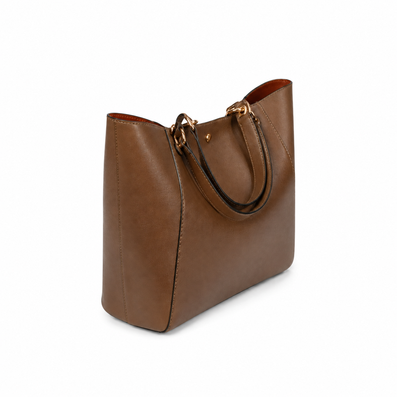 Elegant Brown Structured Tote Handbag-1