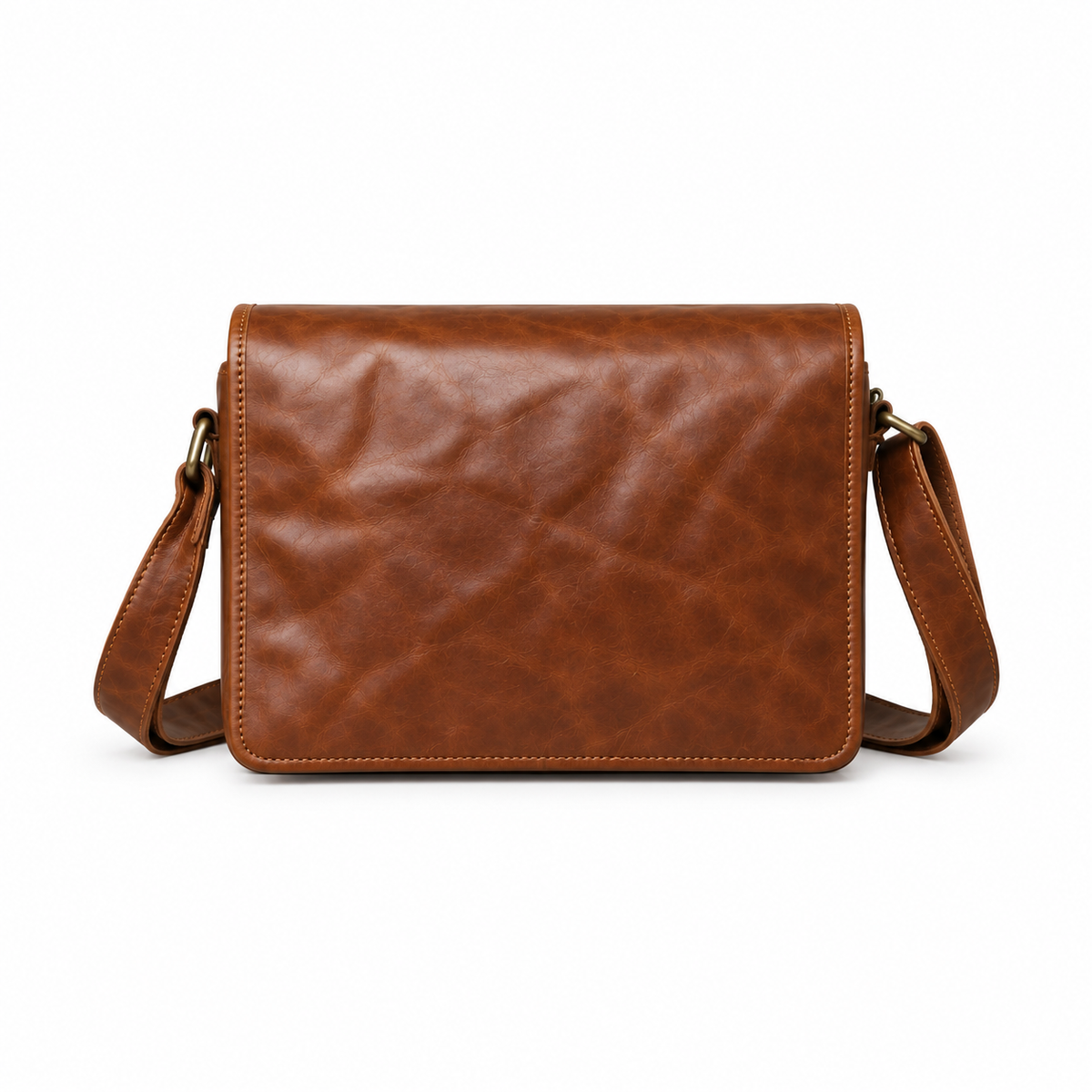 Vintage Brown Leather Flap Satchel Bag-2