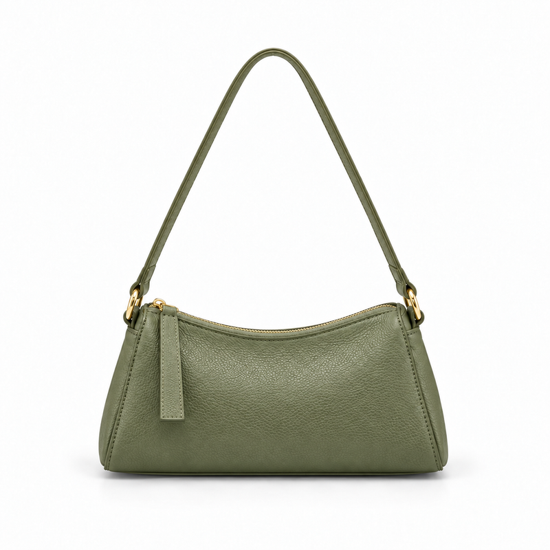 Green Bean Textured Shoulder Handbag-4