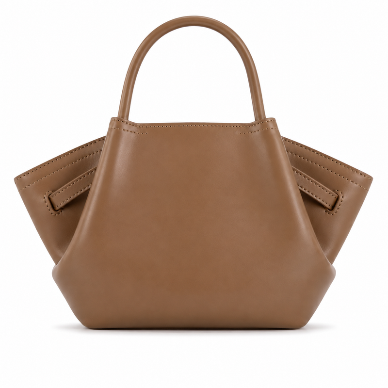 Brown Sculpted Wing Handbag with Gold-Tone Detail-2