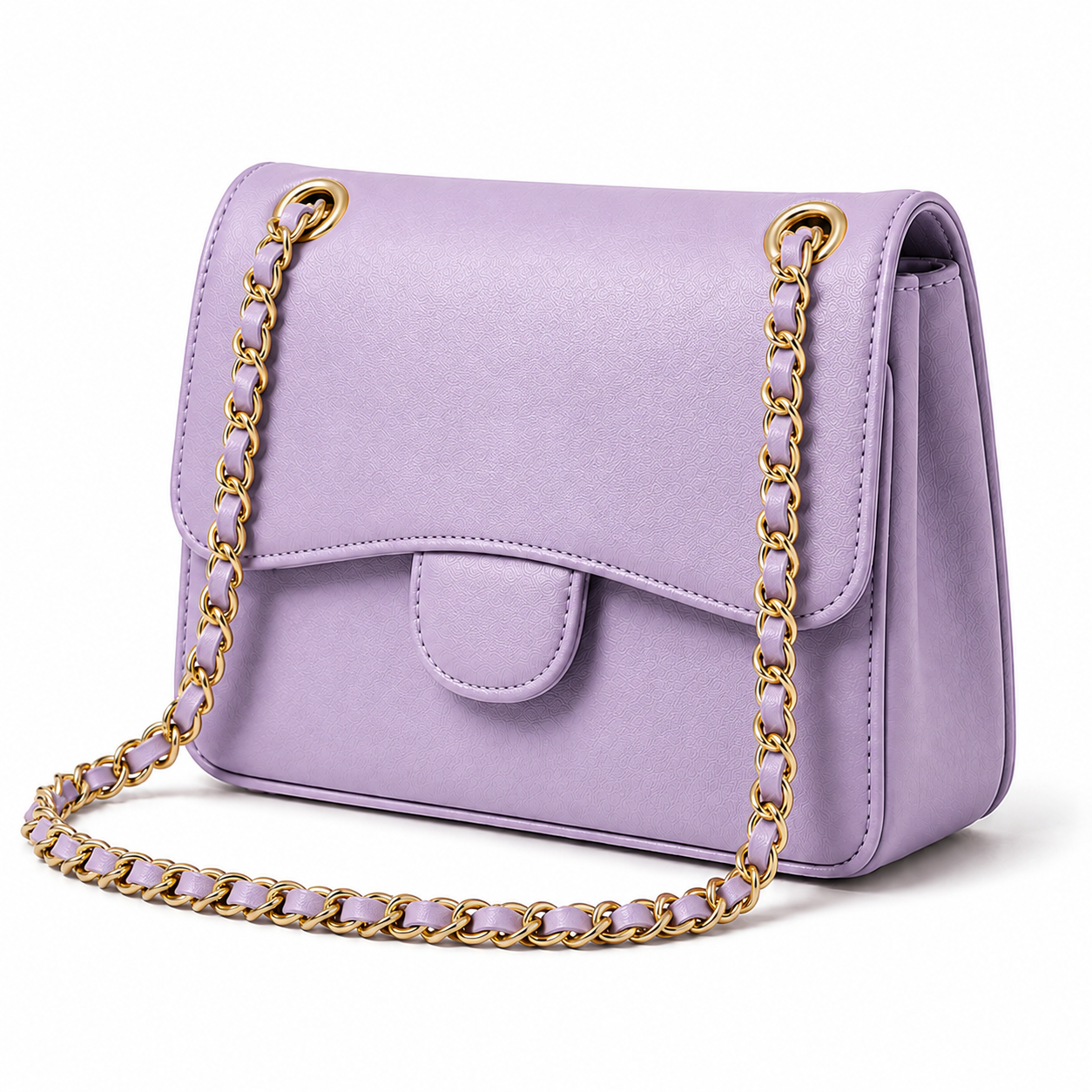 Lavender Textured Chain Strap Shoulder Bag-4