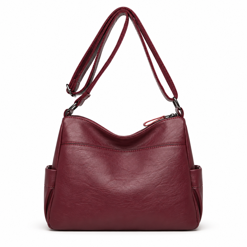 Burgundy Multi Pocket Adjustable Crossbody Bag-2