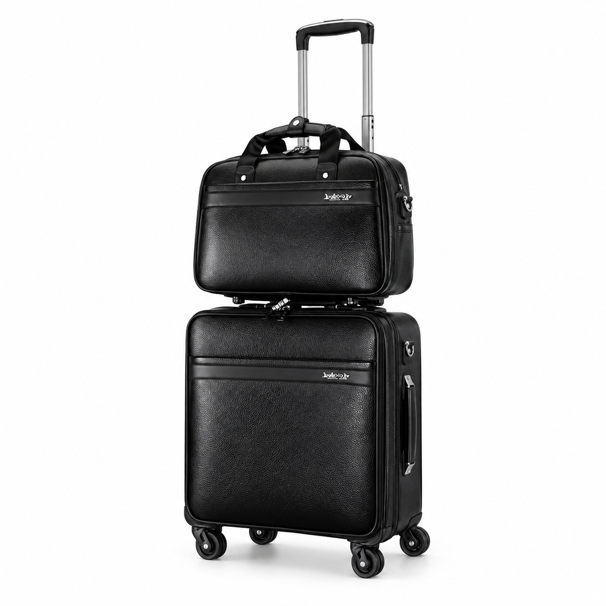 Black Textured Two Piece Trolley Set-3