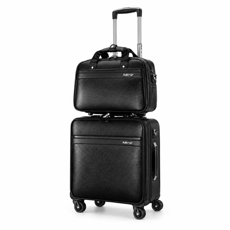 Black Textured Two Piece Trolley Set-3