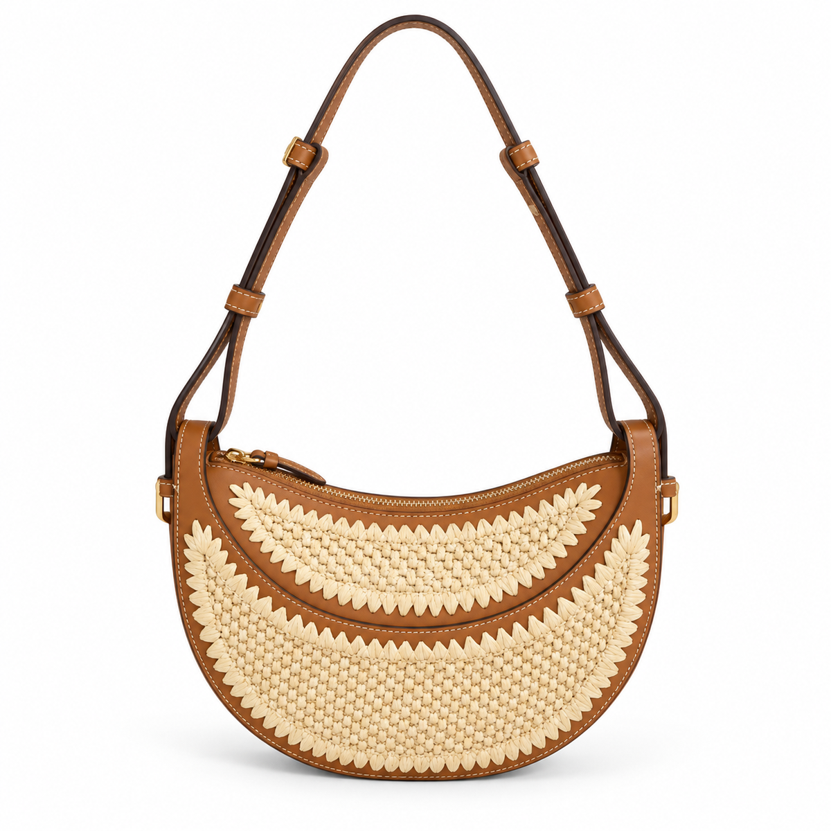 Camel Woven Crescent Adjustable Shoulder Bag-2