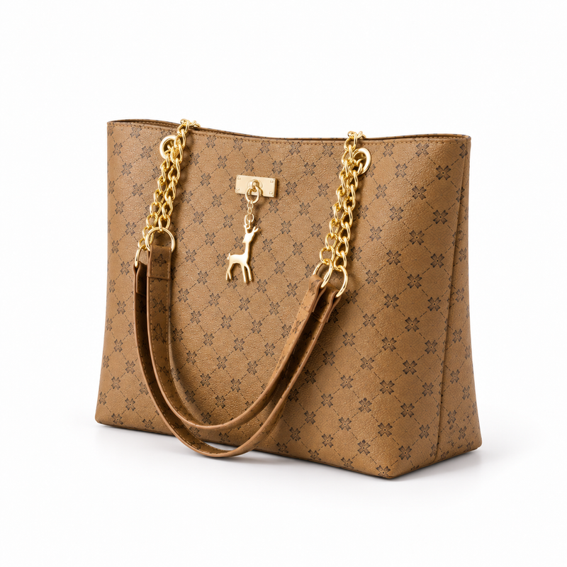 Elegant Monogram Chain Shoulder Tote Bag-2