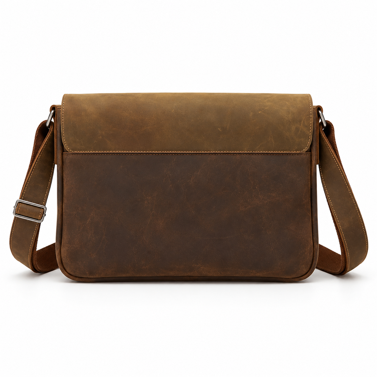Vintage Brown Messenger Bag With Buckles
