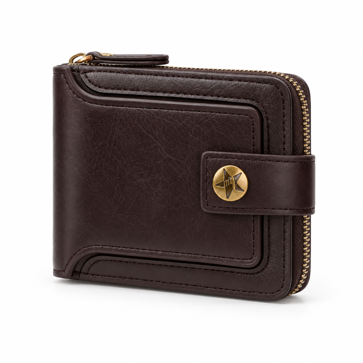 Dark Brown Wallet With Star Emblem-3