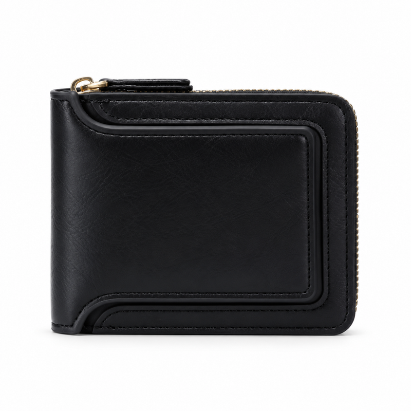 Classic Black Wallet With Gold Clasp-2