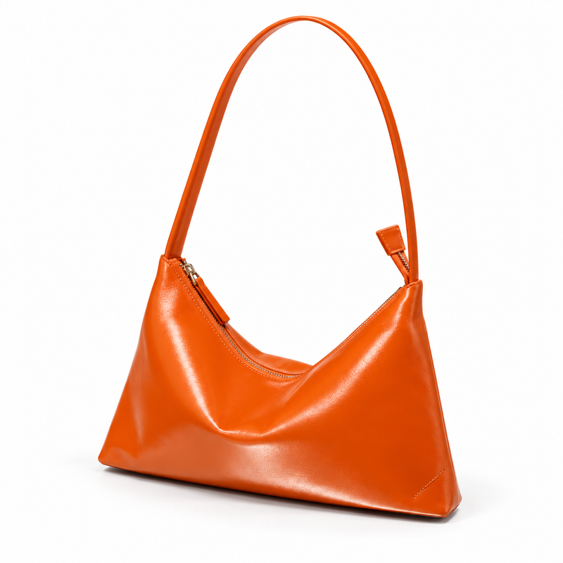 Chic Orange Slouchy Zipper Shoulder Bag-3