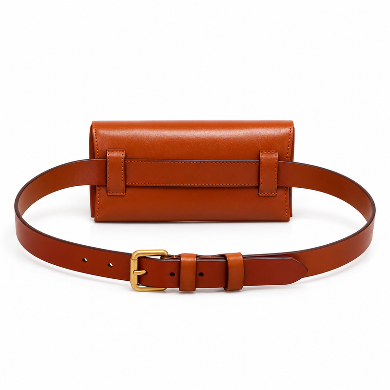 Caramel Flap Bag Adjustable Waist Belt-3