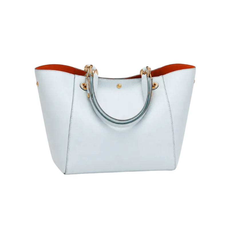 Women’s Light Blue Textured Tote Handbag-1