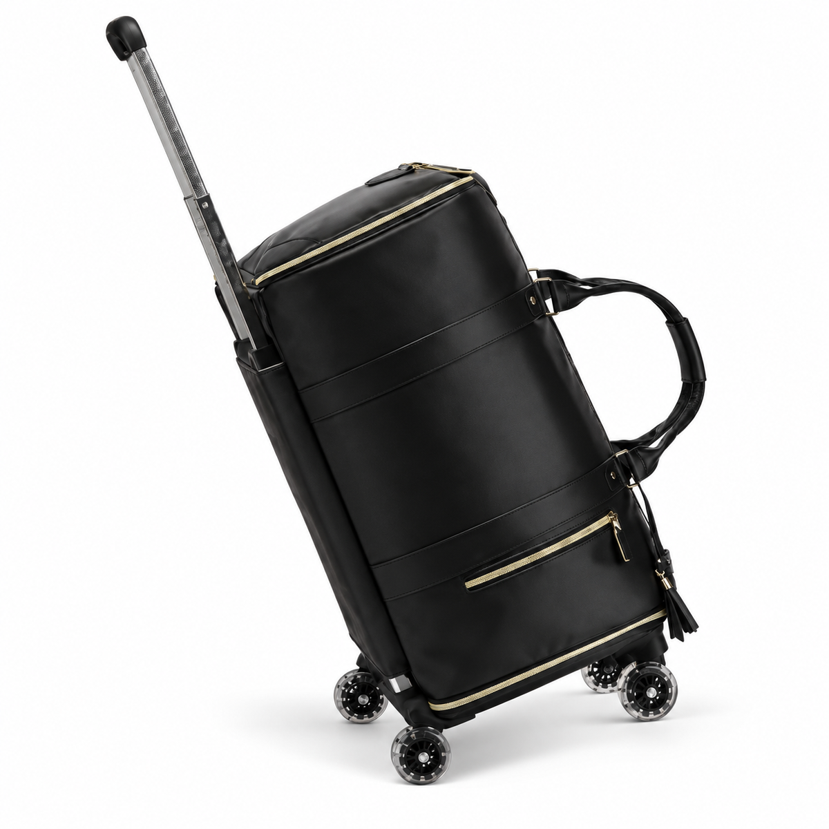 Black Rolling Duffel Travel Trolley Bag-2