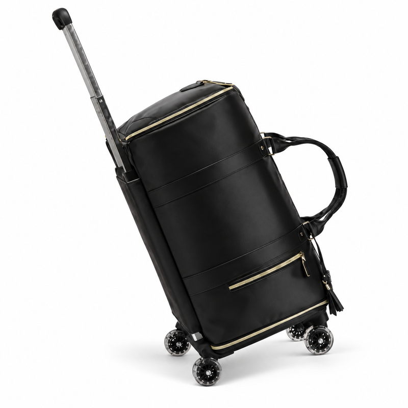 Black Rolling Duffel Travel Trolley Bag-2