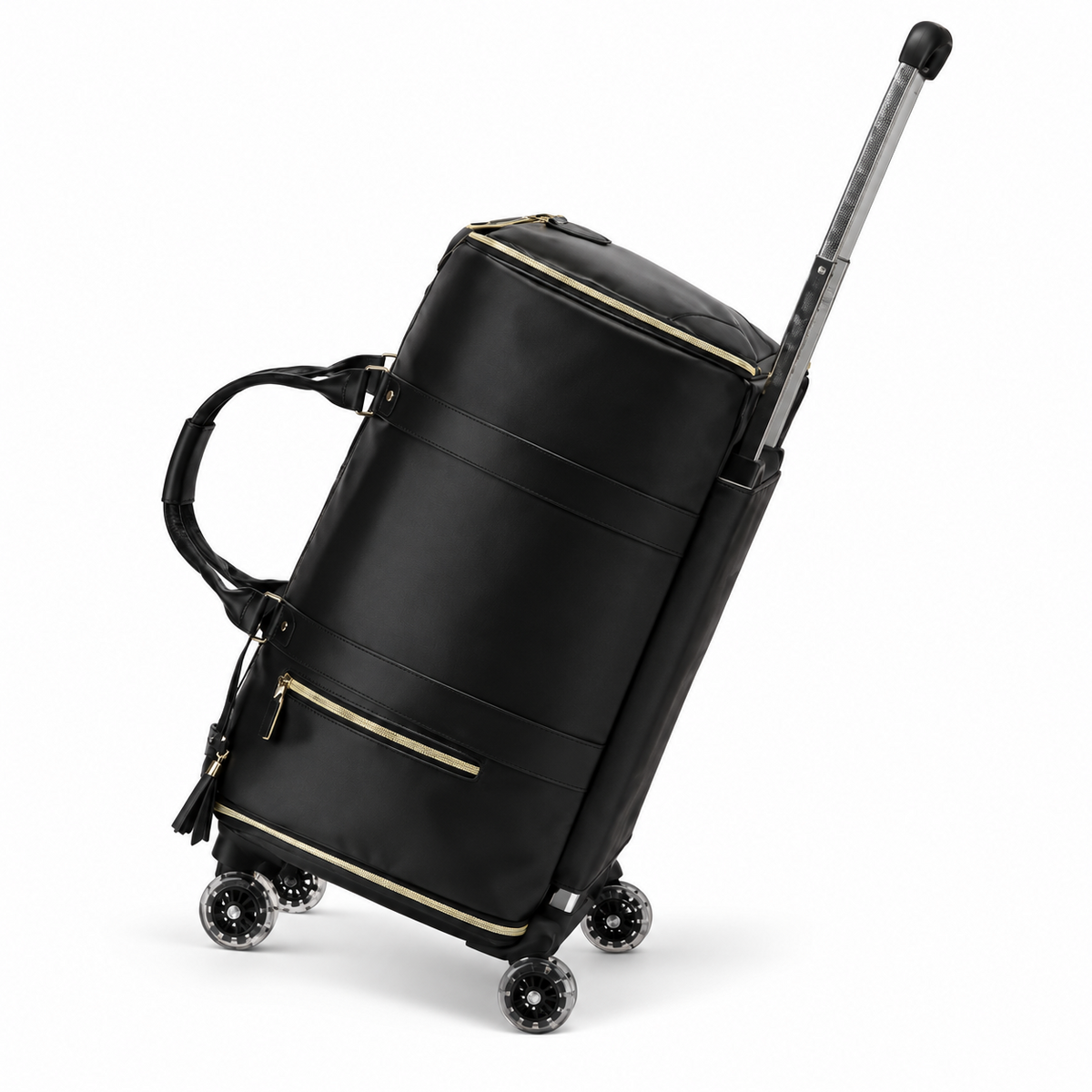 Black Rolling Duffel Travel Trolley Bag-3