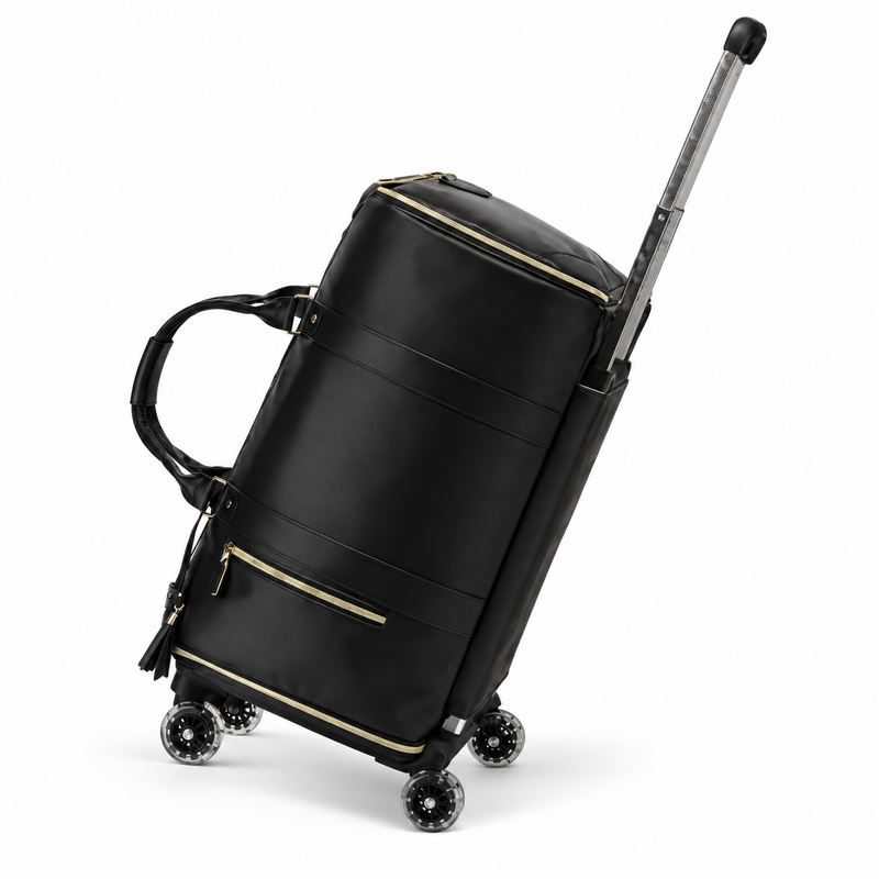 Black Rolling Duffel Travel Trolley Bag-3