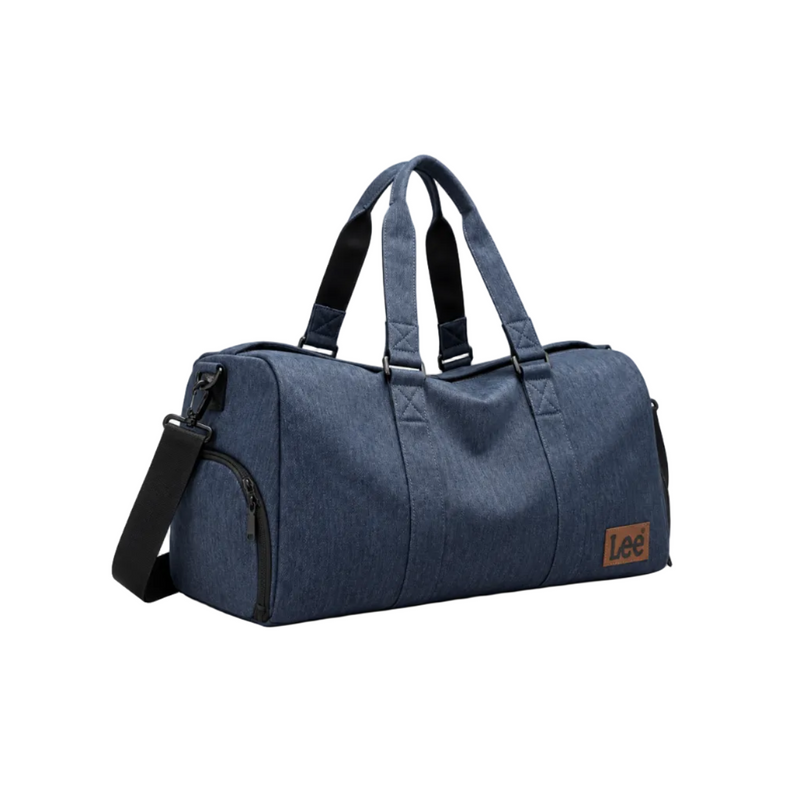 Classic Blue Leather Travel Duffel Bag-1