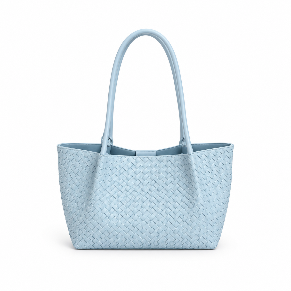 Light Blue Woven Heart Charm Tote-2