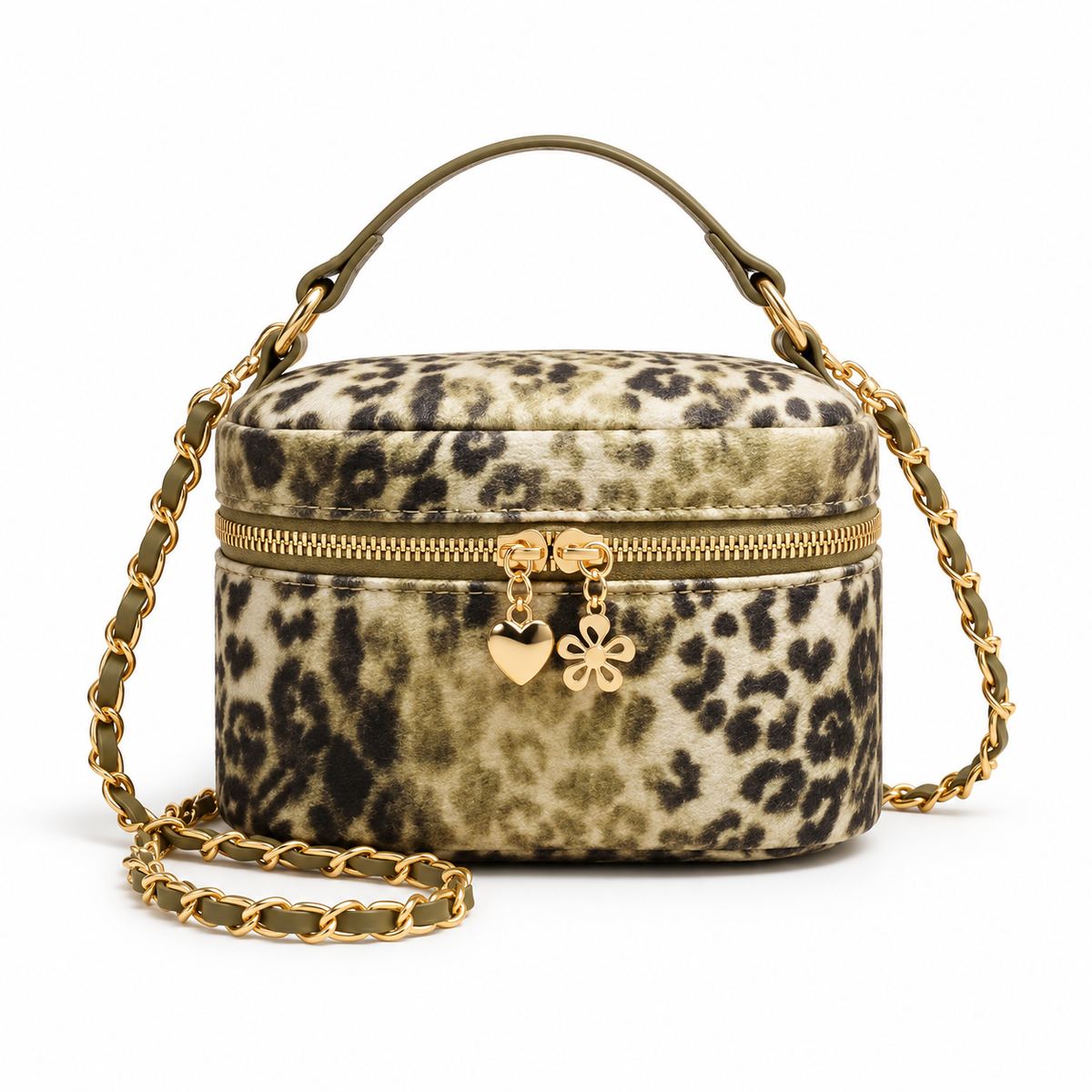 Apricot Leopard Print Crossbody Charm Bag-2
