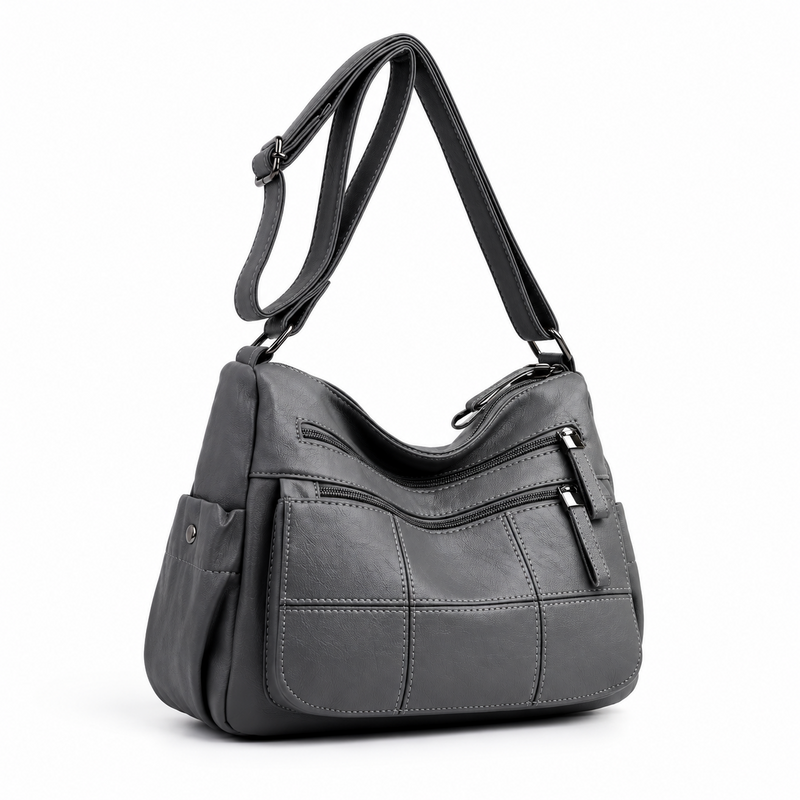 Grey Multi Pocket Adjustable Crossbody Bag-1