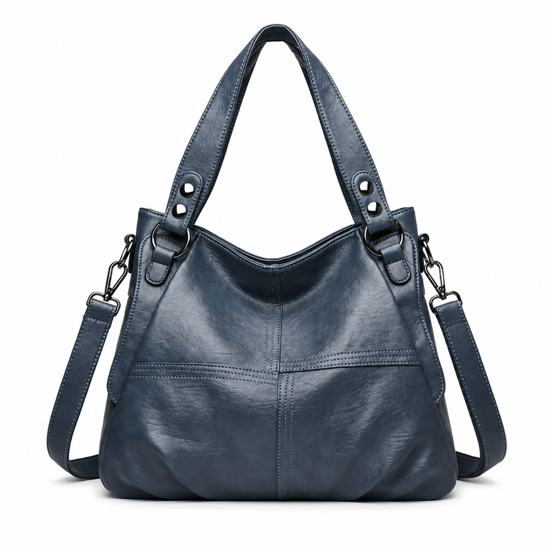 Sky Blue Hobo Bag With Strap-4
