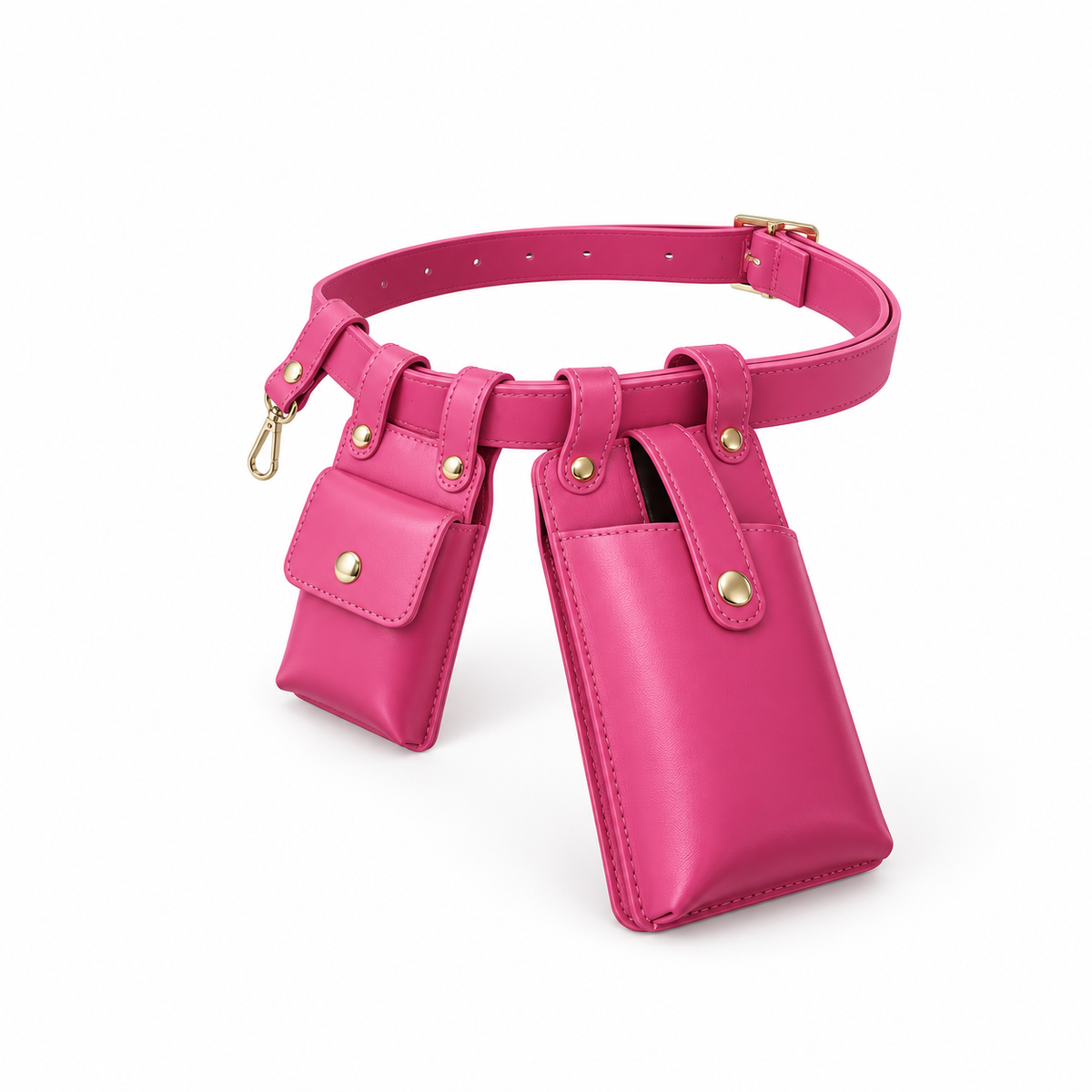 Pink Adjustable Belt Double Pouch Set-3