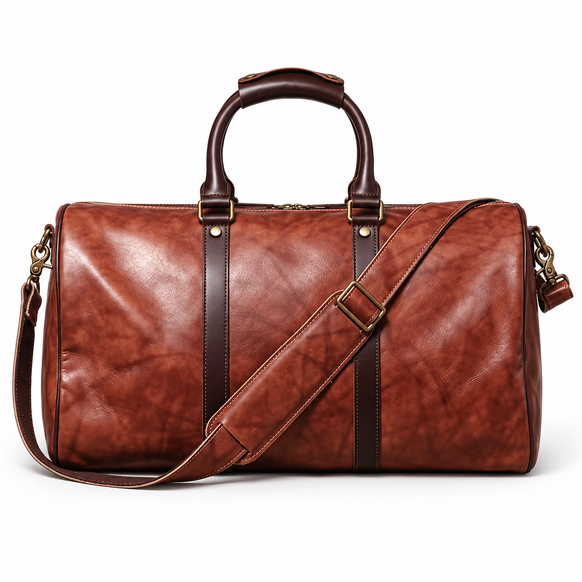 Vintage Brown Overnight Travel Duffel Bag-2