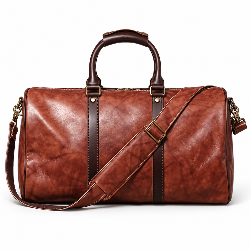 Vintage Brown Overnight Travel Duffel Bag-2