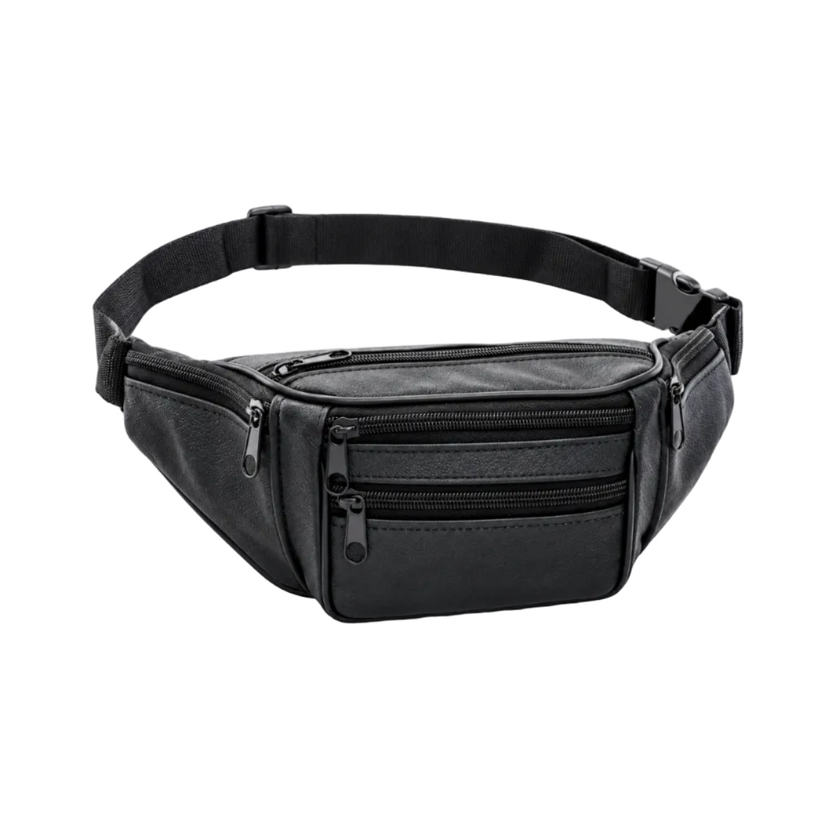Black Multi Pocket Adjustable Waist Bag-1