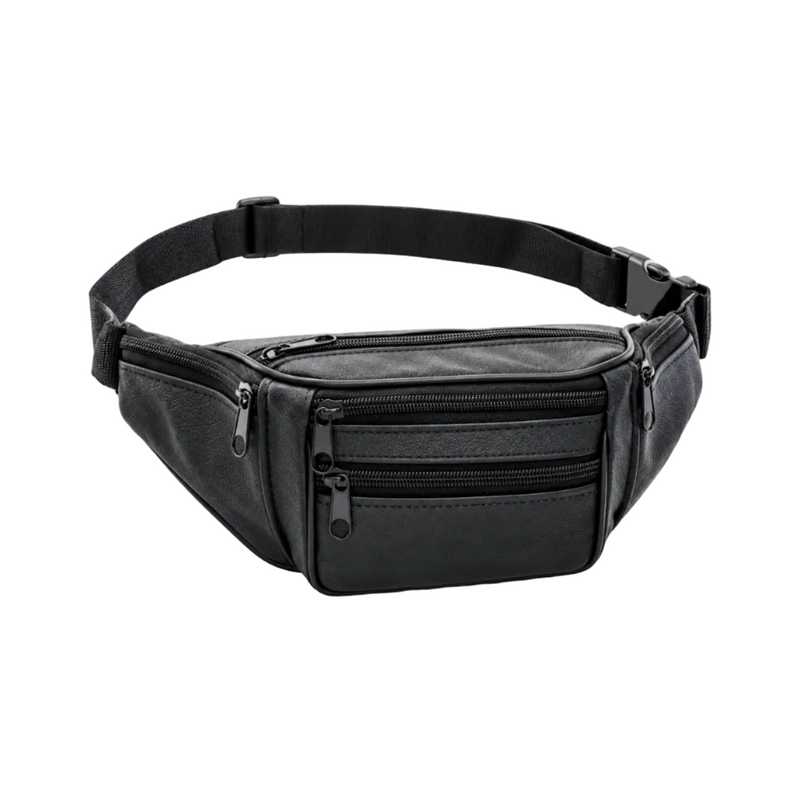 Black Multi Pocket Adjustable Waist Bag-1