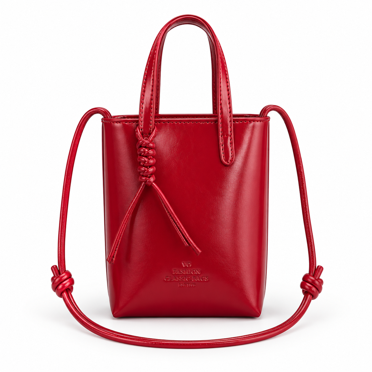 Elegant Red Mini Crossbody Tote Bag-4
