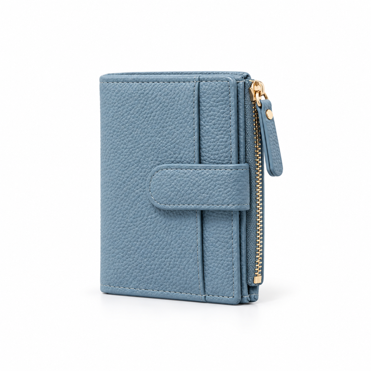 Dusty Blue Pebbled Compact Card Wallet-3
