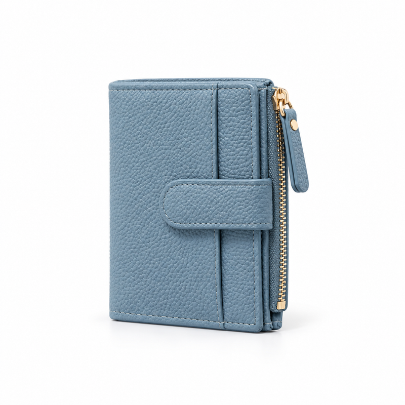 Dusty Blue Pebbled Compact Card Wallet-3