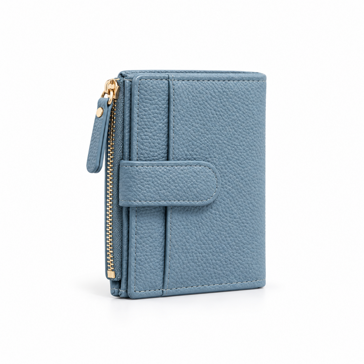 Dusty Blue Pebbled Compact Card Wallet-1
