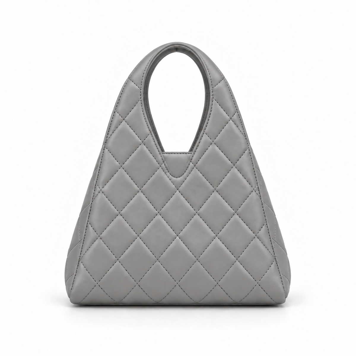 Grey Quilted Diamond-Stitch Handbag-2
