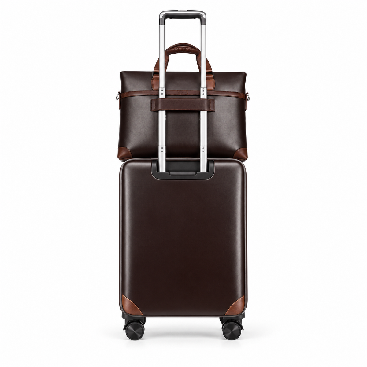Elegant Brown Luggage Set With Tote-4