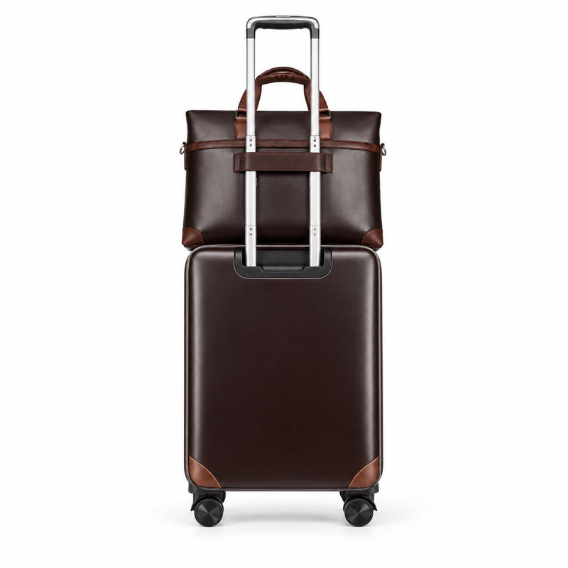 Elegant Brown Luggage Set With Tote-4