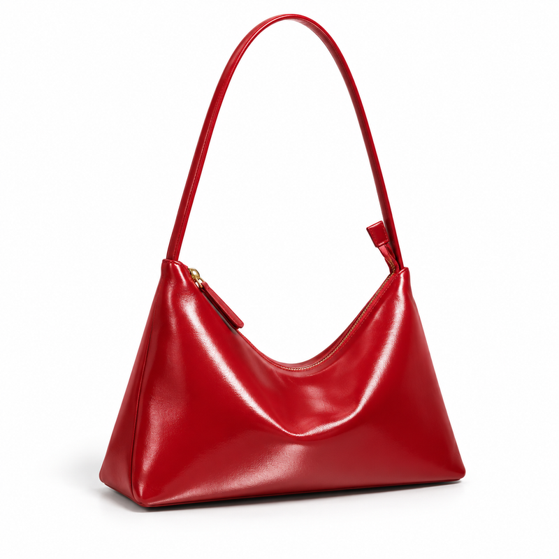 Elegant Red Glossy Hobo Shoulder Bag-1