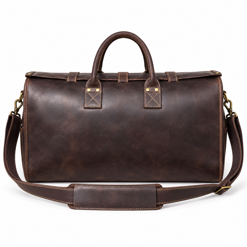 Vintage Brown Triple Buckle Overnight Bag-2