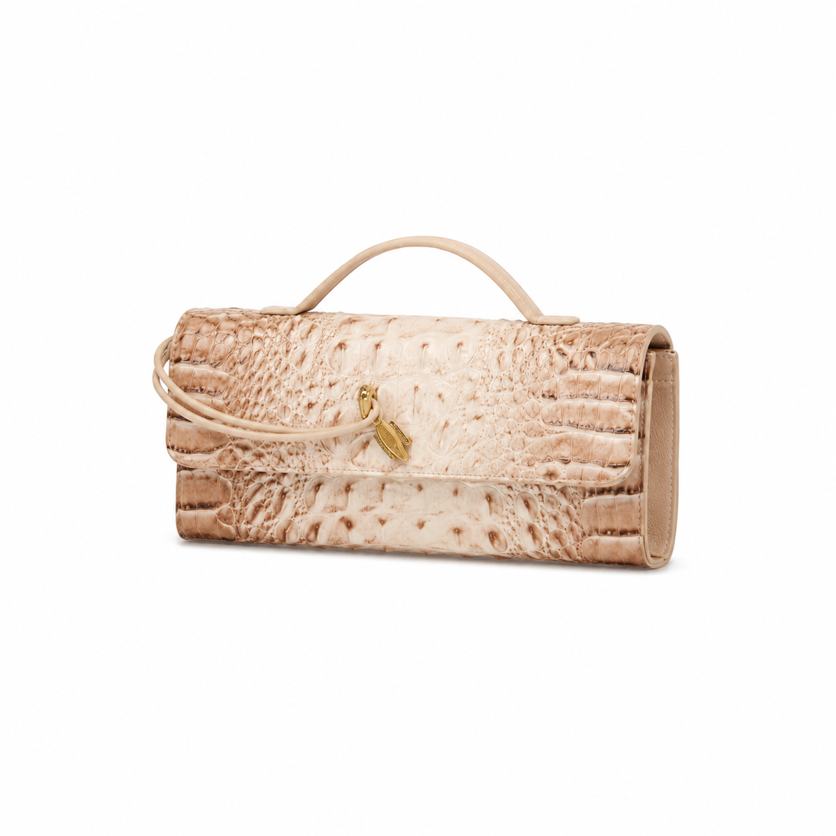 Luxe Crocodile Embossed Beige Clutch Bag-3