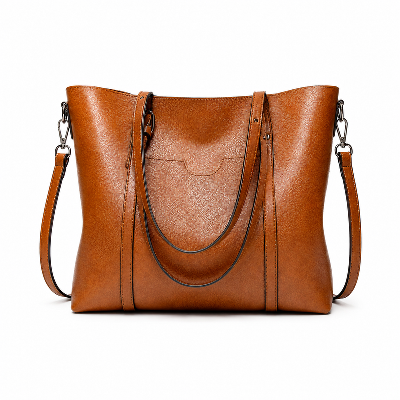 Vintage Leather Bag with Detachable Shoulder Strap-2