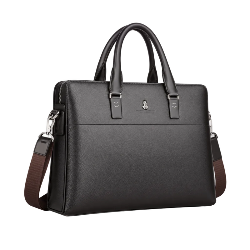 Classic Black Leather Laptop Briefcase Bag-1
