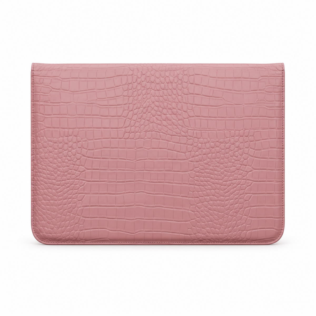 Pink Crocodile Embossed Leather Laptop Bag-2
