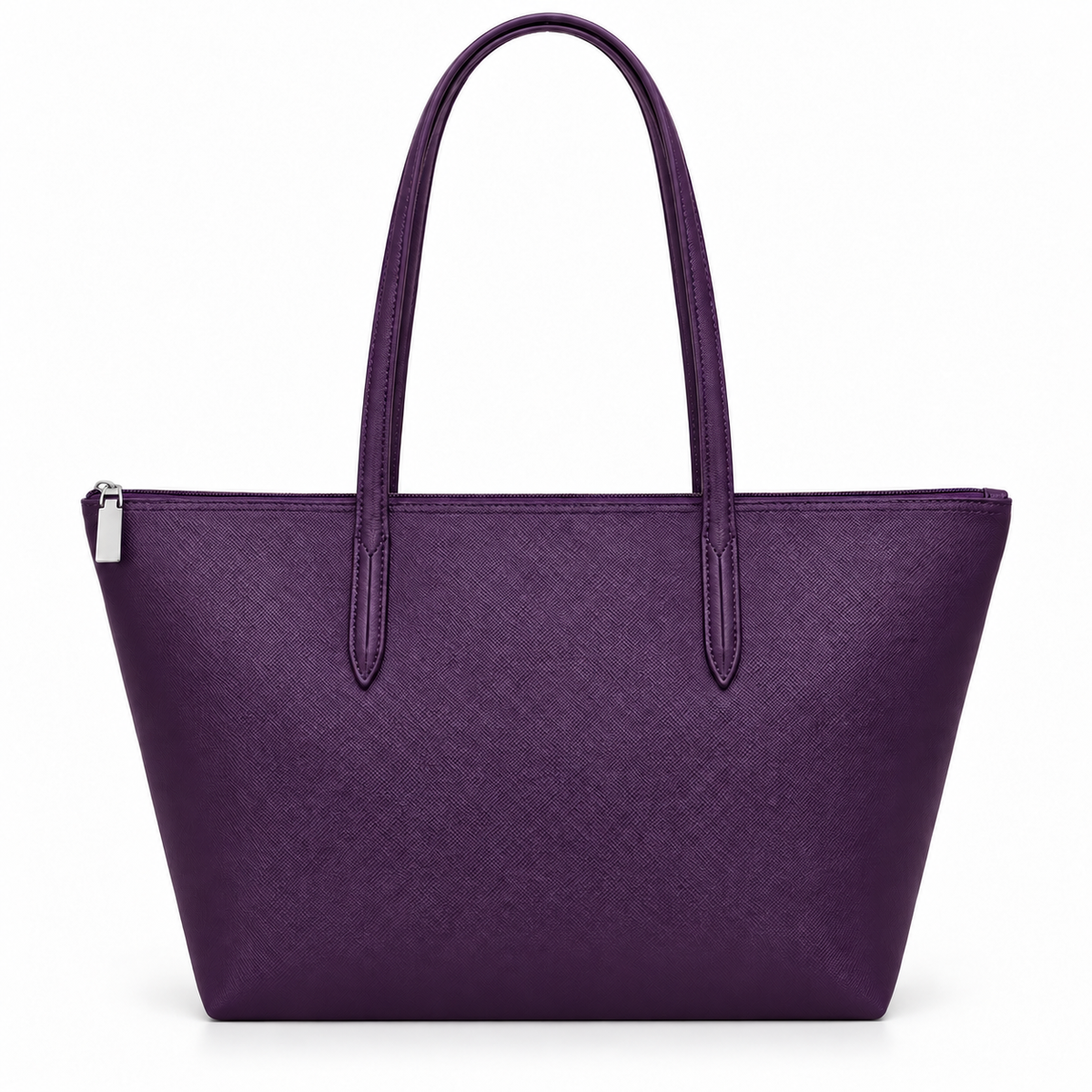 Dark Purple Leather Canvas Tote Bag-4