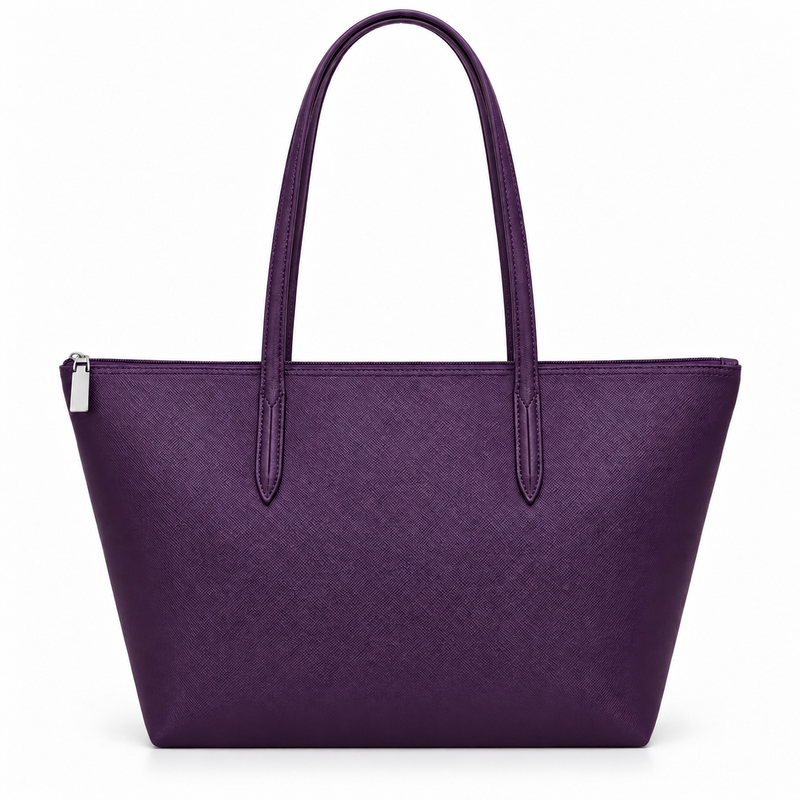 Dark Purple Leather Canvas Tote Bag-4
