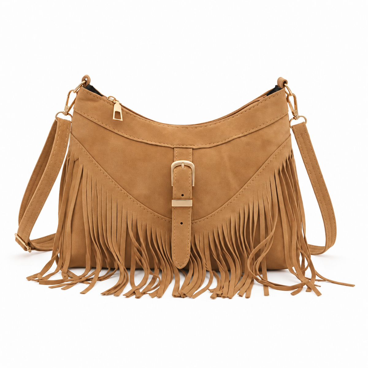 Vintage Light Brown Fringe Shoulder Bag